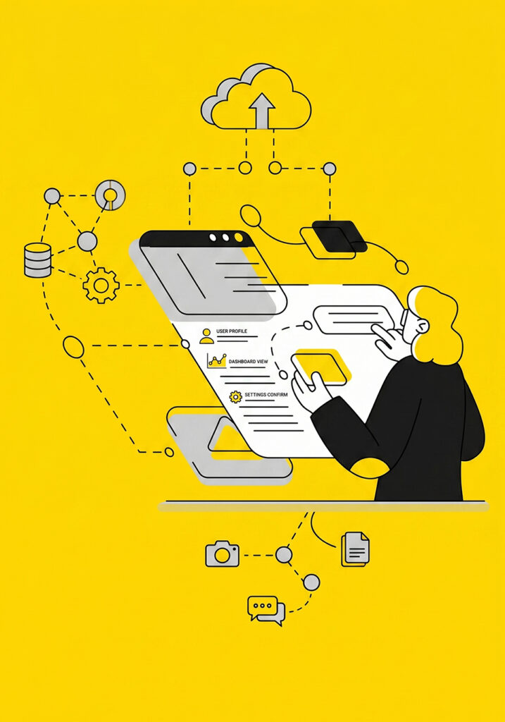 A person lookingg and editing cloud data