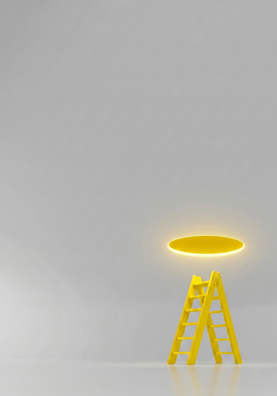 A 3D render of a ladder going up through a portal on the celiling