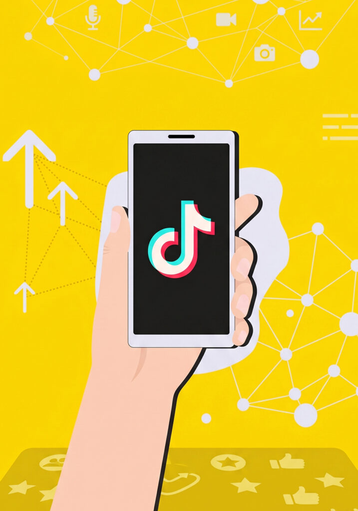 An image of a hand holding a phone that has the tiktok logo on it